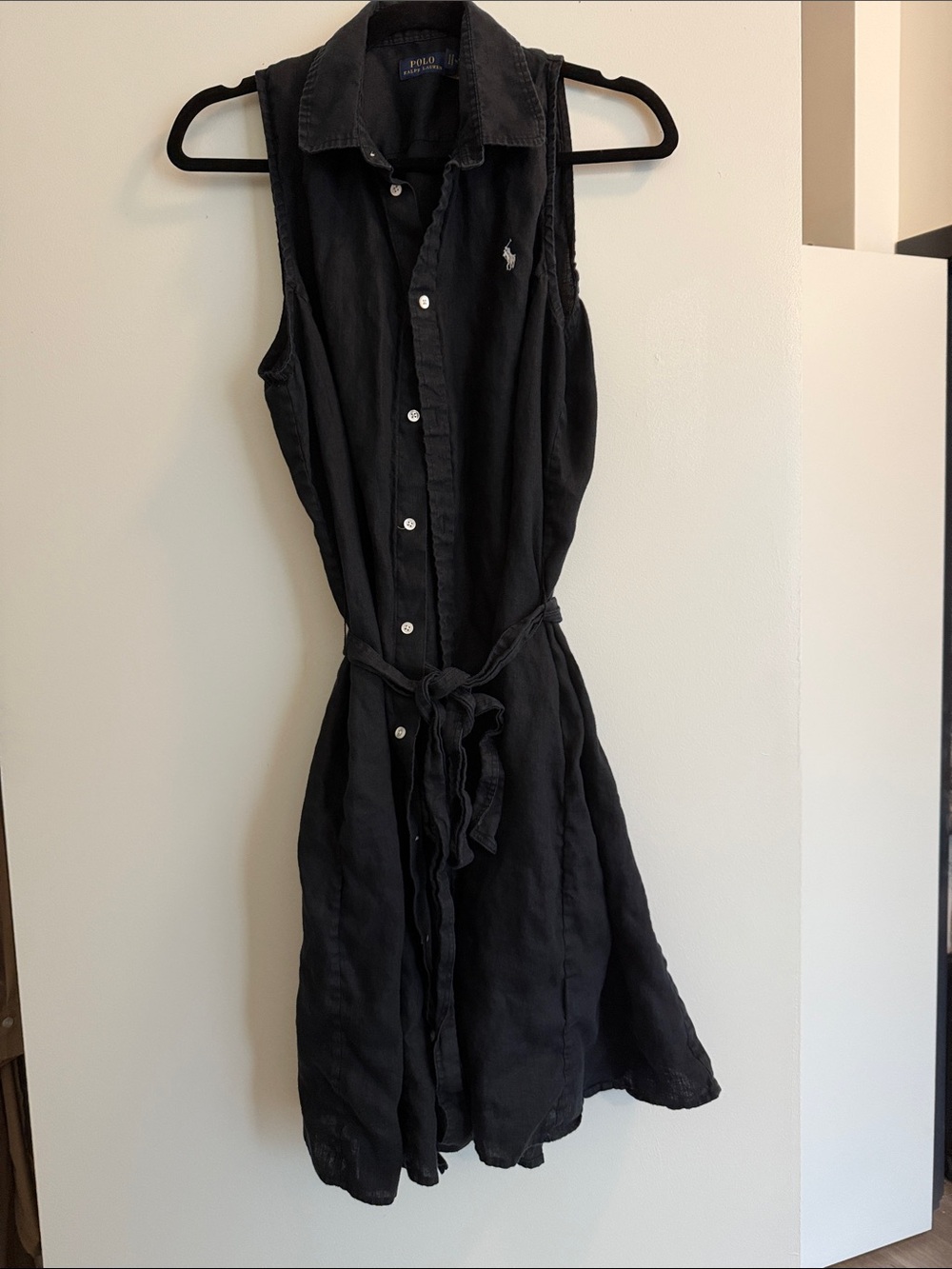 Polo by Ralph Lauren Black Sleeveless Tie-Front Midi Dress